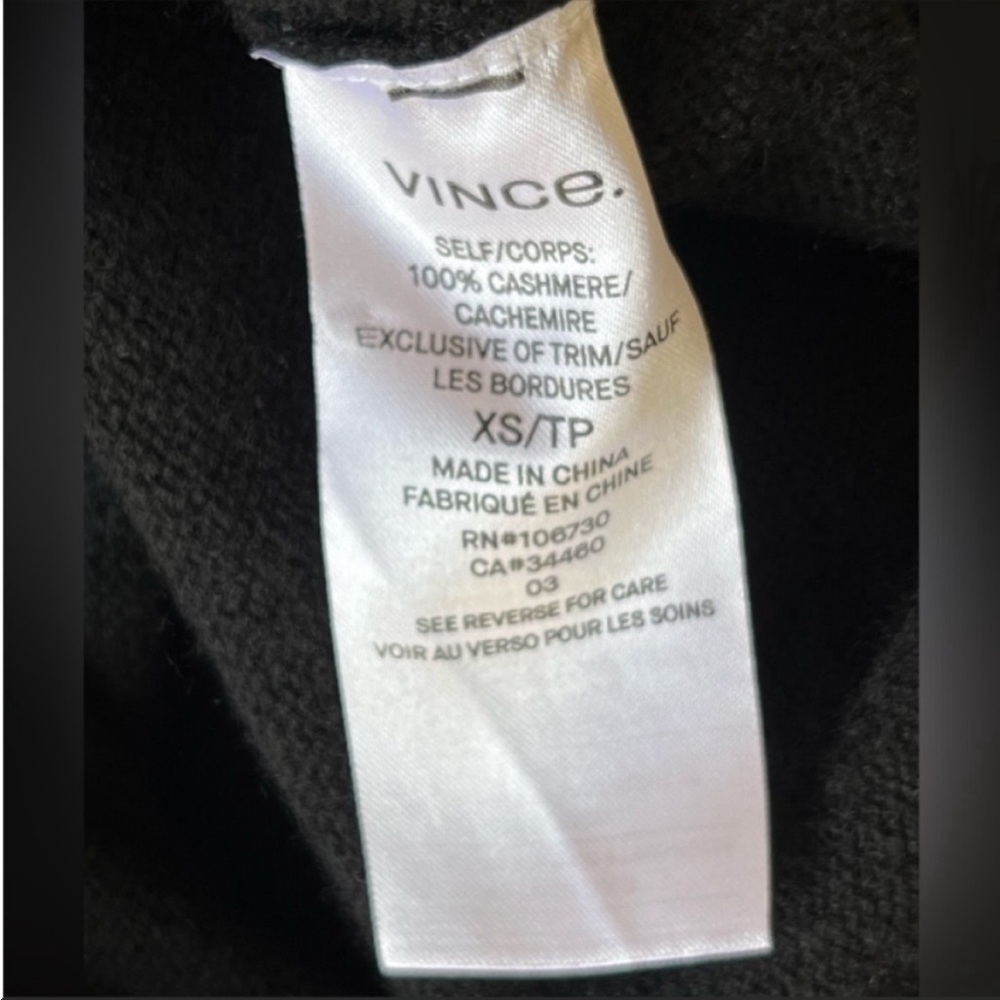 Vince short sleeve 100% cashmere Sweater black women's size XS/TP - Picture 5 of 5